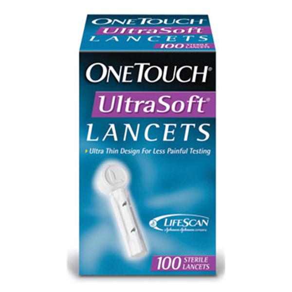 Lancet OneTouch UltraSoft 28g Thin Tip Sterile White Incision Device 100/Bx, 24 BX/CA